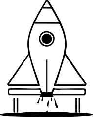 Rocket and Astronaut Outline Icon