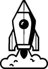 Rocket and Astronaut Outline Icon