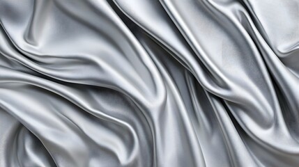 Fototapeta premium Silky Silver Fabric with Graceful Motion and Smooth Texture