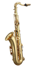 Naklejka premium Jazz. One beautiful saxophone isolated on white