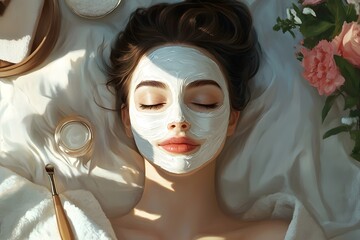 beauty face mask skin , Generative AI	
