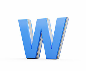 Blue Capital Letter W Gleams With Its Sleek Modern Design Bold Font With Sharp Edges 3D Illustration