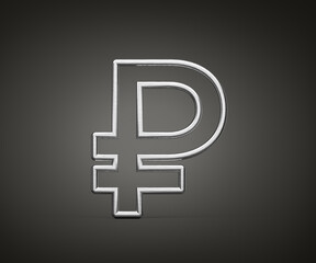 Obraz premium Ruble Currency Symbol Made Of Silver Metal Gleam With Smooth Curves 3D Illustration