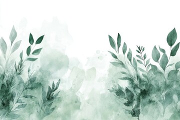 Watercolor painting of lush green leaves on a clean white background, perfect for designs and illustrations
