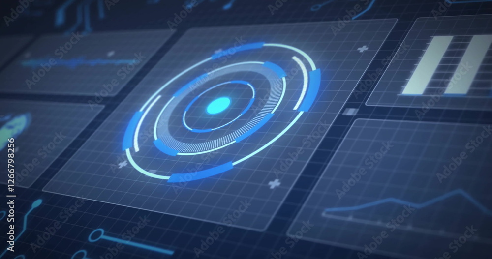 Poster image of scope scanning and digital data processing over black background