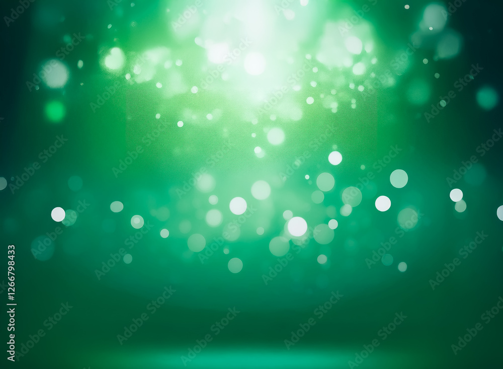 Poster a vibrant green backdrop is illuminated by soft, glowing bokeh lights, creating a dreamy and etherea