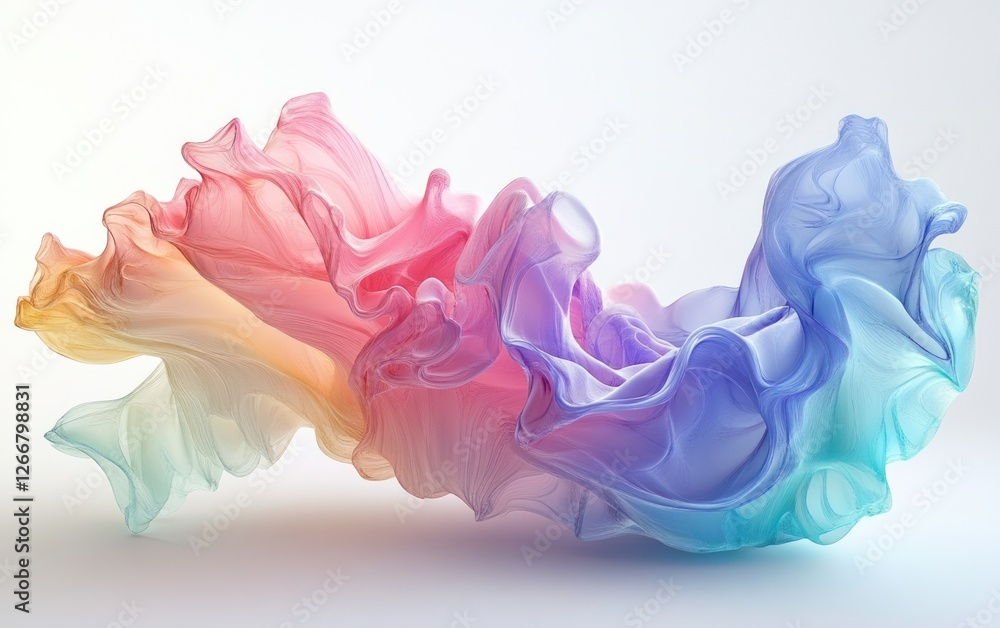 Aufkleber abstract flowing 3d rendering of rainbow smoke and waves moving on a white background