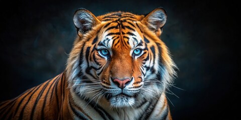 Fototapeta premium Majestic Tiger Portrait A Striking Close-Up Revealing Intense Gaze and Vibrant Stripes