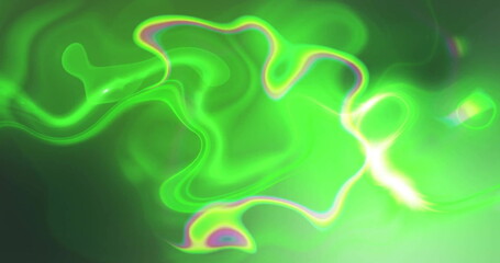 Image of neon green shapes moving on black background