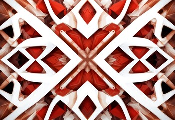Fototapeta premium Symmetric Architectural Design with Red Accents and Geometric Patterns