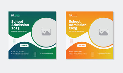 creative school admission social media post banner template design, School Admission social media post, Back to school admission social media post, Back to School admission by social media Instagram