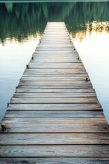 Fototapeta premium A wooden dock stretching out into the water, perfect for a serene atmosphere