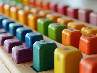 Obraz premium Detailed close-up of bar charts symbolizing learning progress on a white background.