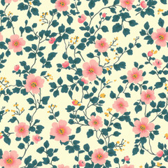 Obraz premium subtle ditsy floral pattern of small rose type flowers that are individual of each other. 
