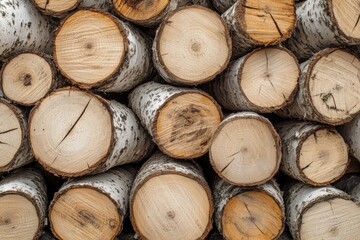 Fototapeta premium Woodpile with multiple logs stacked high, great for forestry or construction scenes