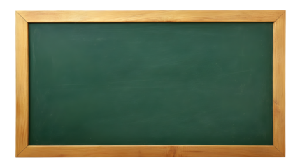 Green chalkboard with wooden frame, empty school board template. transparent Background, clipping path  -  