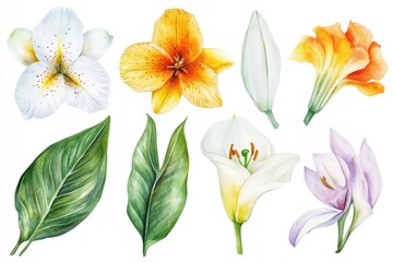 Fototapeta premium A bouquet of colorful flowers painted in watercolor style