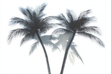 Two palm trees standing side by side in a natural setting