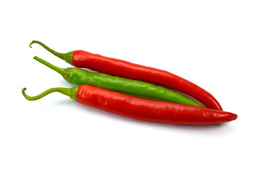 Hot chili peppers. Peppers chili full macro shoot food ingredient on white isolated. Clipping path hot chili peppers