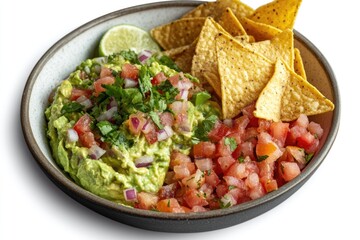 Fresh guacamole served with crispy tortilla chips for a tasty snack