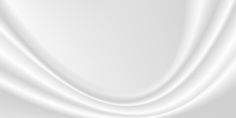 Abstract wrinkles white silk cloth fabric wave overlapping with light and shadow. white and gray texture background. copy space for web design. vector illustration	