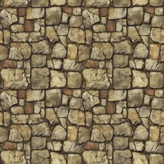 Stone texture of wall seamless pattern design. Surface rock background. Cement concrete backdrop. Raster bitmap digital illustration. AI artwork