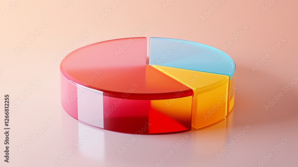 Aufkleber a vibrant, artistic pie chart with vibrant color segments and polished reflections, placed on a mini