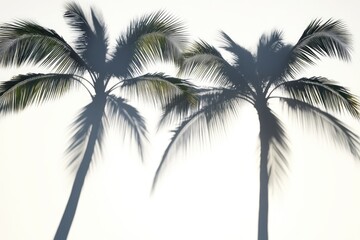Two palm trees standing together on a sunny day