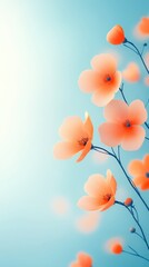 Orange Flowers with Soft Blue Background