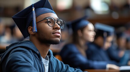 Fototapeta premium Hopeful Graduate: A Portrait of Academic Achievement