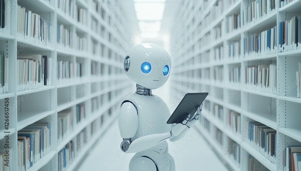 Poster robot reads digital books in modern library setting: exploring ai's role in information access and f
