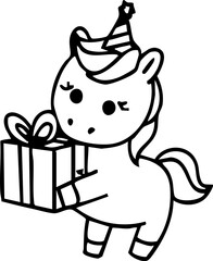 Cute Unicorn Character Handdrawn