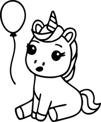 Cute Unicorn Character Handdrawn