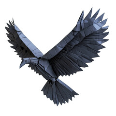 Obraz premium Intricate Black Paper Origami Eagle on a Clean Transparent background Ideal for Art, Design, and Educational Projects