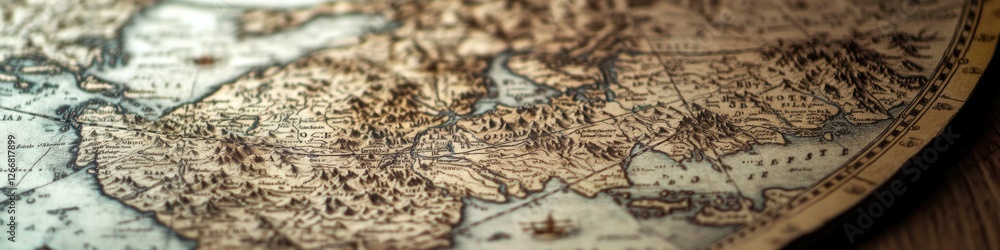 Poster a close-up shot of a map on a table with details and markings visible