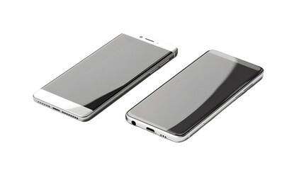 Mobile phone mockups, different angles, isolated on a transparent background. transparent Background, clipping path  -  