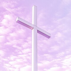 White Cross Against a Pastel Sky Serenity and Faith