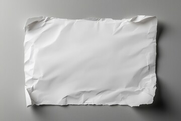Obraz premium Crumpled white paper rests on a smooth gray surface, creating a subtle texture suitable for design concepts or artistic layouts