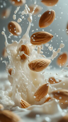 Almonds Splashing in Milk