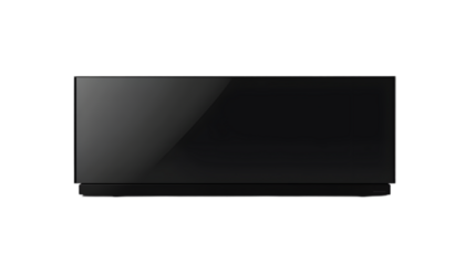 Mockup of a large modern black TV, isolated cutout object with shadow, transparent background, clipping path  -  