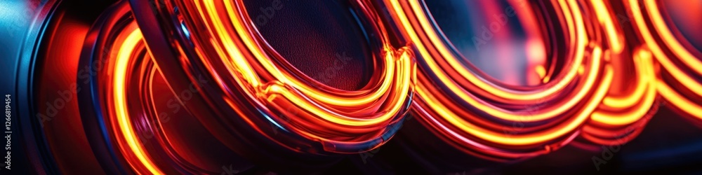 Poster a close up view of a colorful neon sign on a wall, perfect for use in advertising or marketing conce