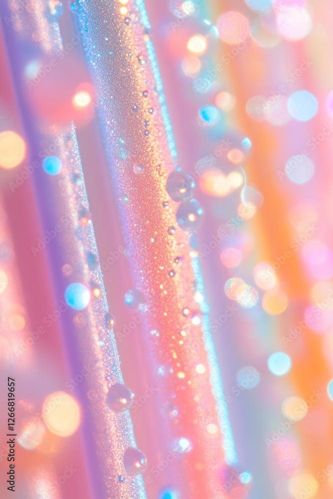 Poster A close-up shot of a curtain with water droplets forming a unique pattern