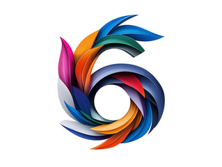 Creative swirling shapes representing number six abstract art digital design vibrant colors