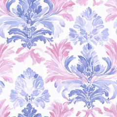 victorian seamless pattern, romantic style, watercolor 