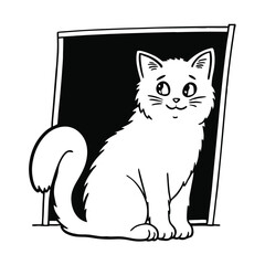 Scottish fold cat silhouette vector template illustration