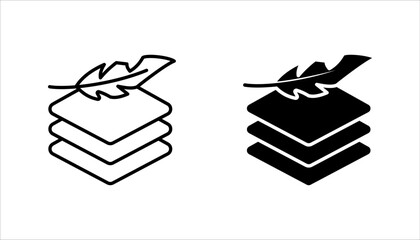 fabric with feather filler icon set, high comfort structure, less weight, vector illustration on white background.