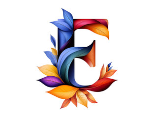 Obraz premium Vibrant leafy letter e artwork digital design colorful creative abstract style