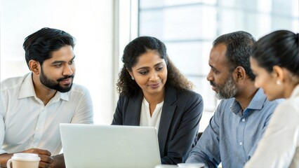 Indian Professionals Collaborating in Office Meeting	
