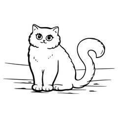 Scottish fold cat silhouette vector template illustration