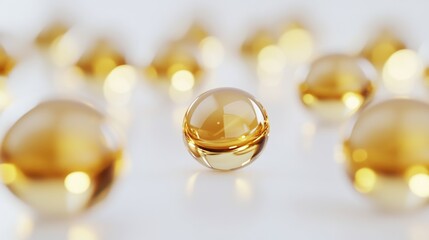 Close-up view of multiple golden spheres